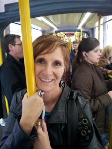 Janet on the Tram in Dublin Ireland